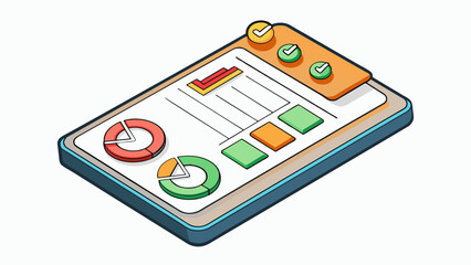 Aufkleber - A digital Scorecard is a virtual platform or app designed to track and measure an individuals progress in a specific activity or goal. It contains a. Cartoon Vector.
