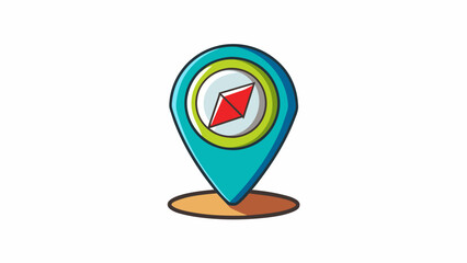 Aufkleber - A directional indicator on a map showing the orientation of the map in relation to north and other cardinal directions. It typically features a small. Cartoon Vector.