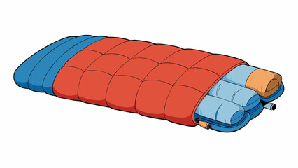 Fototapete - A doublesized sleeping bag with a soft microfiber lining and a quilted cotton outer shell. It has zipper on both sides for easy access and can be. Cartoon Vector.