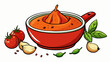 A fragrant robust red sauce made from fresh vinerid tomatoes minced garlic and a variety of es like black pepper red chili flakes and parsley.  on. Cartoon Vector.