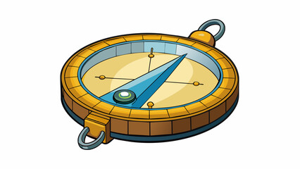 Aufkleber - A flat round metal tool with measurements and markings on its surface used to draw perfect circles and determine the distance between points on a map.. Cartoon Vector.