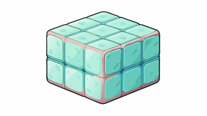 Fototapete - A foam cube This building block is soft and lightweight made of foam material with a cube shape and rounded edges. It can be easily squeezed and is. Cartoon Vector.