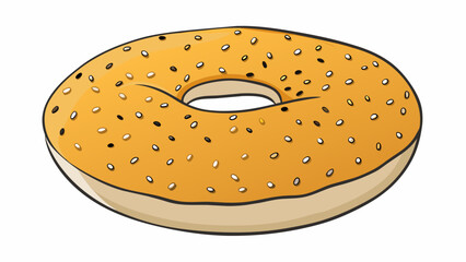 Aufkleber - A freshly baked everything bagel coated in a generous mix of savory onion garlic poppy seeds and salt.  on white background . Cartoon Vector.