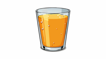 Poster - A freshly squeezed glass of orange juice featuring a light orange color and small pulpy bits floating in it.  on white background . Cartoon Vector.