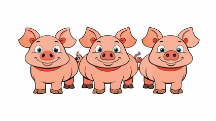 Poster - A group of identical looking pigs all with a signature ear tag indicating their specific purpose. Despite their identical appearances each pig has. Cartoon Vector.