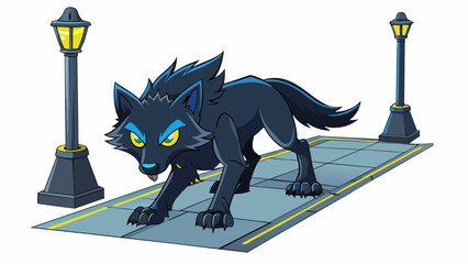 Poster - A group of travelers stumble upon a small village in the mountains and are greeted with fearful whispers of a local legend a werewolf that roams the. Cartoon Vector.