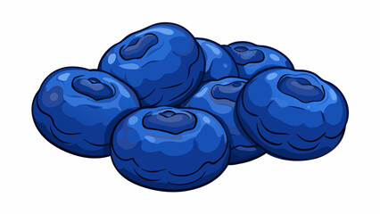 Poster - A handful of dried blueberries each one small and shriveled with a deep blue hue and a slightly wrinkled texture. Once rehydrated they become plump. Cartoon Vector.