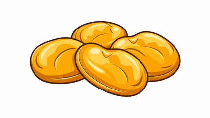 Poster - A handful of golden kidneyshaped nuts with a slightly curved surface and a distinct pointed tip. Their texture is firm but crunchy and their flavor is. Cartoon Vector.