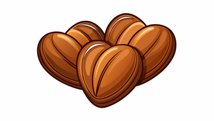 Fototapete - A handful of smooth flat nuts with a distinctive heart shape and a deep rich brown color. The surface is shiny and the edges are slightly curved. Cartoon Vector.