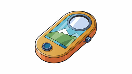 Poster - A handheld pocketsized device with a circular lens on one end and a small screen on the other. It allows you to capture images of faraway objects such. Cartoon Vector.