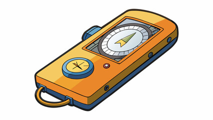 Poster - A handheld device with a rotating dial and markings in degrees used by hikers and sailors to navigate and stay on course.  on white background . Cartoon Vector.