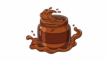 Poster - A jar filled with a deep brown velvety substance thick enough to coat the back of a s and leaving a trail of slowmoving waves as its stirred.  on. Cartoon Vector.