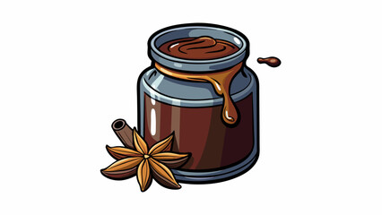 Poster - A jar of Licorice syrup thick and dark like molasses. The liquid is viscous and drips slowly and the smell is sweet and earthy with a hint of anise.. Cartoon Vector.