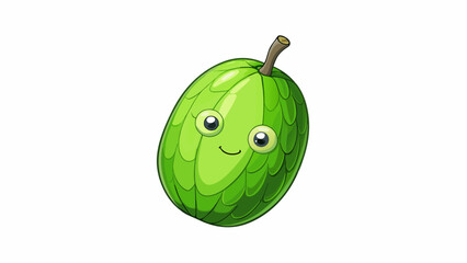 Canvas Print - A juicy green fruit with a distinctive oblong shape and a leafy green stem. Its skin is slightly bumpy and its is slightly tart yet still refreshing.. Cartoon Vector.