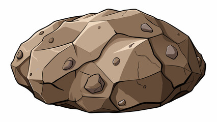 Poster - A large boulder with sharp edges and a rough uneven texture. Its surface is dotted with small crevices and cracks giving it a weathered appearance as. Cartoon Vector.