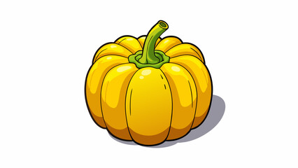 Aufkleber - A large yellow bell pepper with a bumpy surface and a pungent aroma. Its thick sy walls make it perfect for stuffing or grilling while its bright. Cartoon Vector.