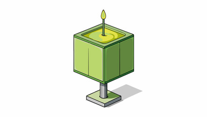 Fototapete - A large squareshaped citronella candle with a metal base. The scent of the candle can help repel insects when lit and p in outdoor areas.  on white. Cartoon Vector.