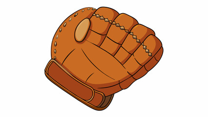 Aufkleber - A leather mitt with a deep pocket and webbing perfect for scooping up ground balls or catching fly balls in the outfield.  on white background . Cartoon Vector.