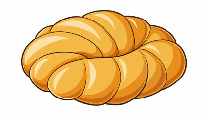 Fototapete - A light and airy bread roll boasting a signature twisted design that resembles a delicate seashell.  on white background . Cartoon Vector.