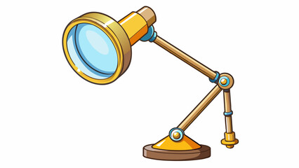 Poster - A magnifying glass attached to a lamp commonly used by artists and jewelers. The lens is circular and mounted onto a flexible arm allowing it to be. Cartoon Vector.