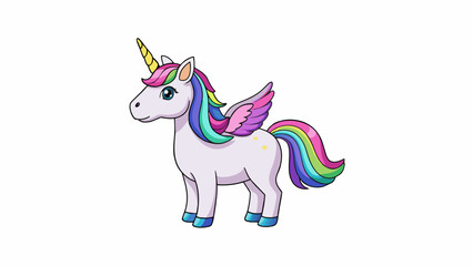 Poster - A majestic unicorn costume with a rainbowcolored mane and tail glittery wings and a horn. It is made with a shiny shimmery fabric and includes a. Cartoon Vector.