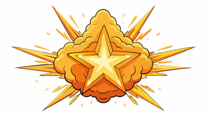 Poster - A massive star explodes sending shockwaves of fiery energy rippling through the surrounding galaxy. The blast is so bright it outshines all other. Cartoon Vector.