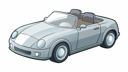 Fototapete - A metallic silver toy car with a convertible top that can be removed. The car has a long low profile with a pointed front and smooth curves. It also. Cartoon Vector.