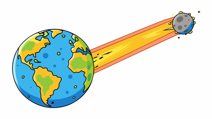 Poster - A meteor is a small chunk of space debris that enters Earths atmosphere. It appears as a bright streak of light in the sky moving at incredible. Cartoon Vector.