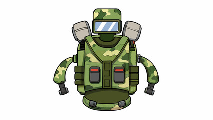 Aufkleber - A militarygrade jetpack designed for tactical missions. It is equipped with camouflage fabric and can be controlled with a wristmounted device. It. Cartoon Vector.