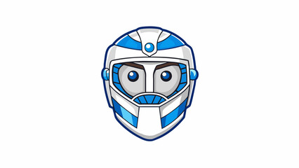 Aufkleber - A minimalist white goalie mask with only the teams logo painted in bright blue on the forehead. The rest of the mask is plain and simple reflecting. Cartoon Vector.