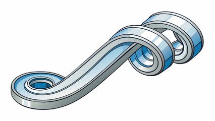 Poster - A metal spiral slide with a shiny surface and multiple twists and turns providing a unique and exciting sliding experience for children.  on white. Cartoon Vector.