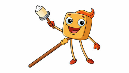 Fototapete - A novelty marshmallow roaster in the shape of a comical character or animal made of heatresistant silicone and attached to a long wooden handle. This. Cartoon Vector.