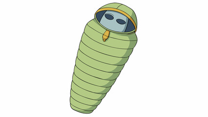 Poster - A mummystyle sleeping bag made of lightweight breathable material with a snug hood to keep your head warm. It features a thermal insulation layer for. Cartoon Vector.
