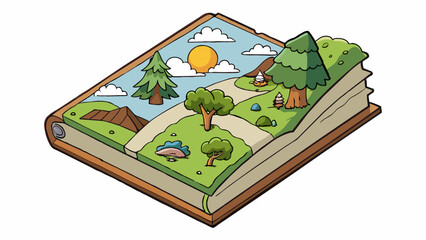 Poster - A natureinspired coloring book with pages filled with trees flowers and animals. The paper has a slightly rough texture giving it a rustic feel. The. Cartoon Vector.