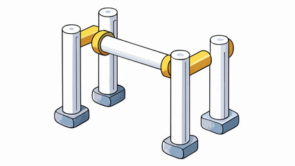 Poster - A pair of white painted bars used for physical therapy exercises. Each bar has a textured surface to prevent slipping and can be easily adjusted in. Cartoon Vector.