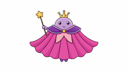 Poster - A pink and purple cape with a matching tutu skirt paired with a sparkling tiara and a wand that lights up and plays magical sound effects perfect for. Cartoon Vector.