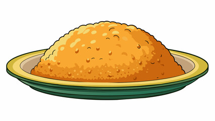 Aufkleber - A plate of fluffy light brown bulgur that resembles couscous in appearance. Its soft chewy texture makes it a popular choice for vegetarian dishes and. Cartoon Vector.
