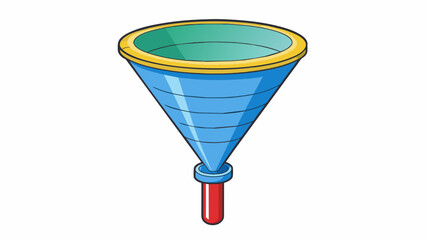 Poster - A plastic tube with a flat bottom and a coneshaped top designed to funnel rainwater and measure it in milliliters.  on white background . Cartoon Vector.