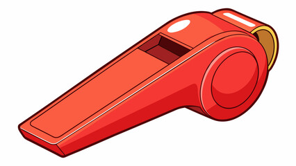 Fototapete - A plastic referee whistle with a short thin tube and a rounded top. Its bright red color and shrill sound make it easily recognizable and perfect for. Cartoon Vector.