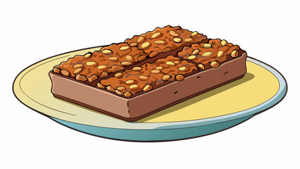 Aufkleber - A plate of granola bars made with a base of oats nuts and honey coated in a layer of chocolate for a satisfying and energizing snack on the go.  on. Cartoon Vector.