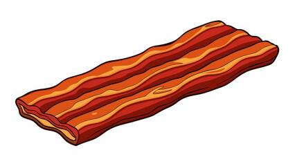 Aufkleber - A plate of tempeh bacon strips thin and marinated in a smokysweet sauce has a crispy chewy texture and a deep golden brown color. It has a savory. Cartoon Vector.