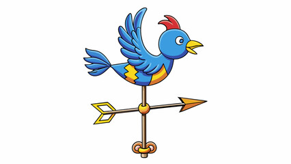 Fototapete - A playful weather vane in the shape of a flying bird with its wings flapping in the wind and a tail that moves to indicate the wind direction. The. Cartoon Vector.