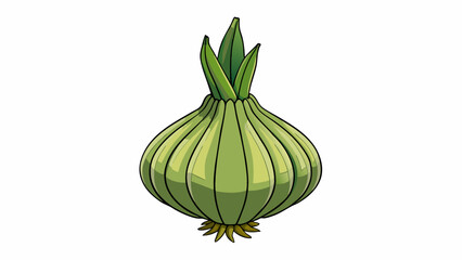 Poster - A popular ingredient in many dishes this bulbous plant has a strong distinctive odor that can cling to your hands long after handling it.  on white. Cartoon Vector.