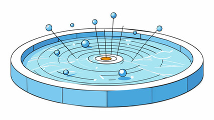 Fototapete - A pool of water with ripples spreading out from a central point. The waves intersect and interfere with each other representing quantum interference a. Cartoon Vector.