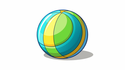 Poster - A round lightweight ball with a smooth shiny surface and bright summery colors.  on white background . Cartoon Vector.