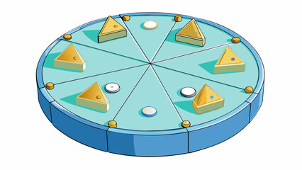 Poster - A round plastic board divided into triangles of varying sizes with thin metal wires forming a grid. Each triangle has a number and the center has a. Cartoon Vector.