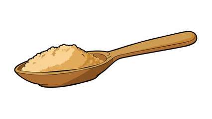 Poster - A scoop of finely ground walnut flour a pale golden color with a soft powdery texture. The flour carries a subtle nutty aroma and is commonly used as. Cartoon Vector.