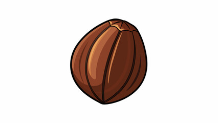 Aufkleber - A short plump seed with a dark brown almost black shell and a noticeable ridge running down its center similar to a tiny pumpkin.  on white. Cartoon Vector.