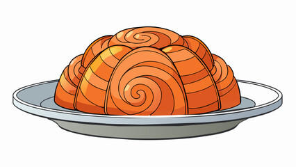 Aufkleber - A shiny silver serving platter piled high with spiral ham glazed with a sticky combination of brown sugar Dijon mustard and aromatic es. The ham. Cartoon Vector.