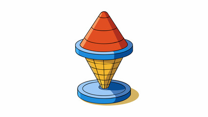 Poster - A short stubby coneshaped object made of durable plastic. It has a base that allows for easy insertion into the ground and a flat top for holding a. Cartoon Vector.